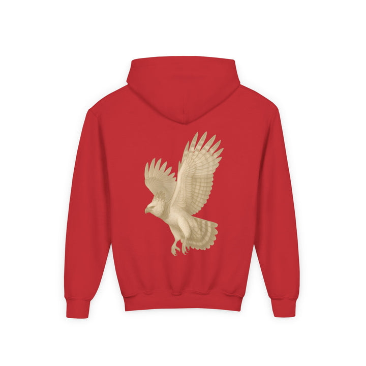 Kids Harpy Eagle "Ascend with Respect" Heavy Blend Hoodie | Front Text & Back Animal Print | Empowered & Bold | Inspirational Message