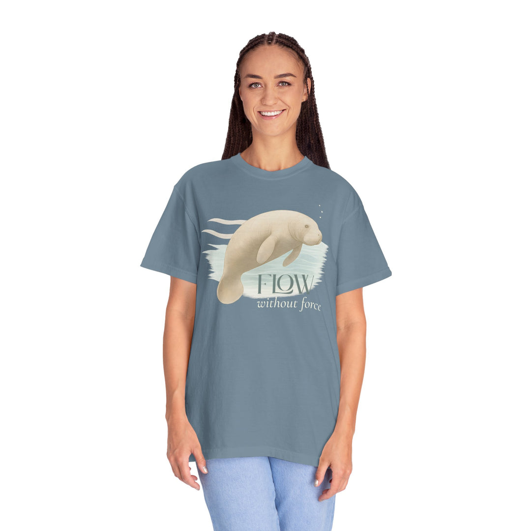 Flow Without Force – Manatee | Calm & Centered | Sketch Series by Pure Perspective | Eco Friendly Graphic Tee