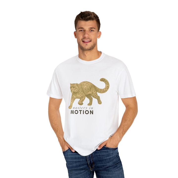 Master In Motion – Snow Leopard | Patience & Peaceful | Sketch Series by Pure Perspective App | Eco Friendly Graphic Tee