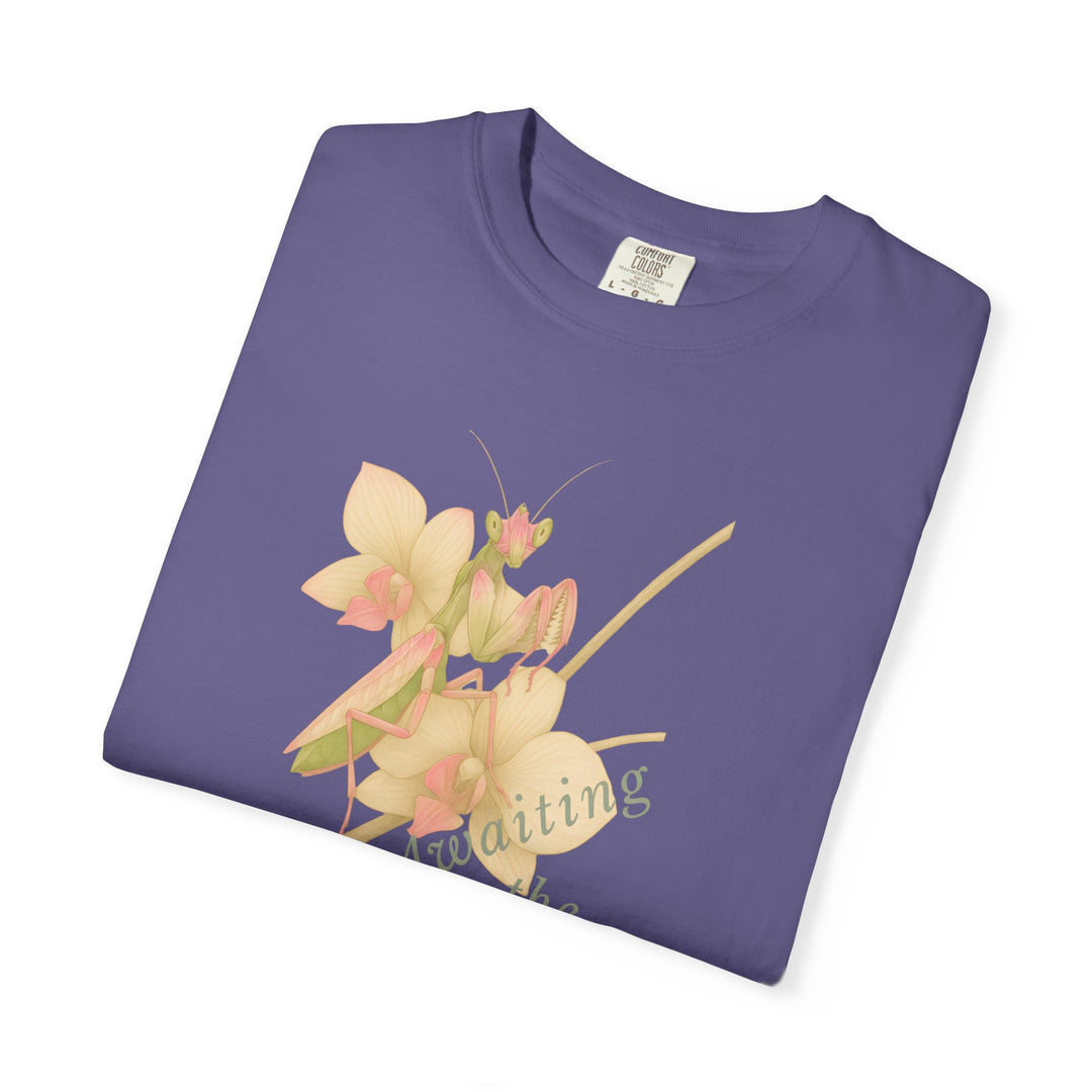 Awaiting the Moment – Orchid Mantis | Reflective & Wise | Sketch Series by Pure Perspective App | Eco Friendly Graphic Tee