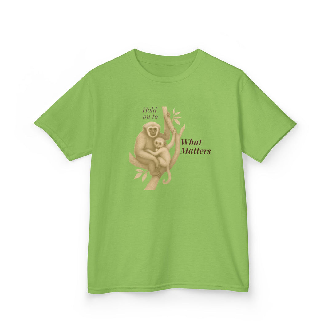 Kids Gibbon and Baby Tee | "Hold on to What Matters" | Sketch Design | Eco-Conscious | Connected & Compassionate