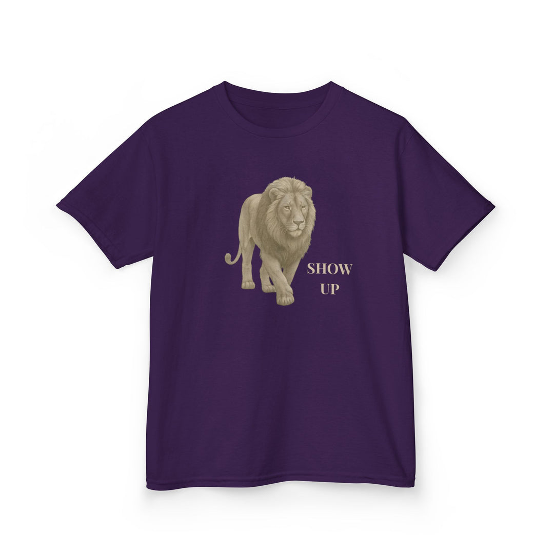 Kids Lion Tee | "Show Up" | Sketch Design | Eco-Conscious | Empowered & Bold