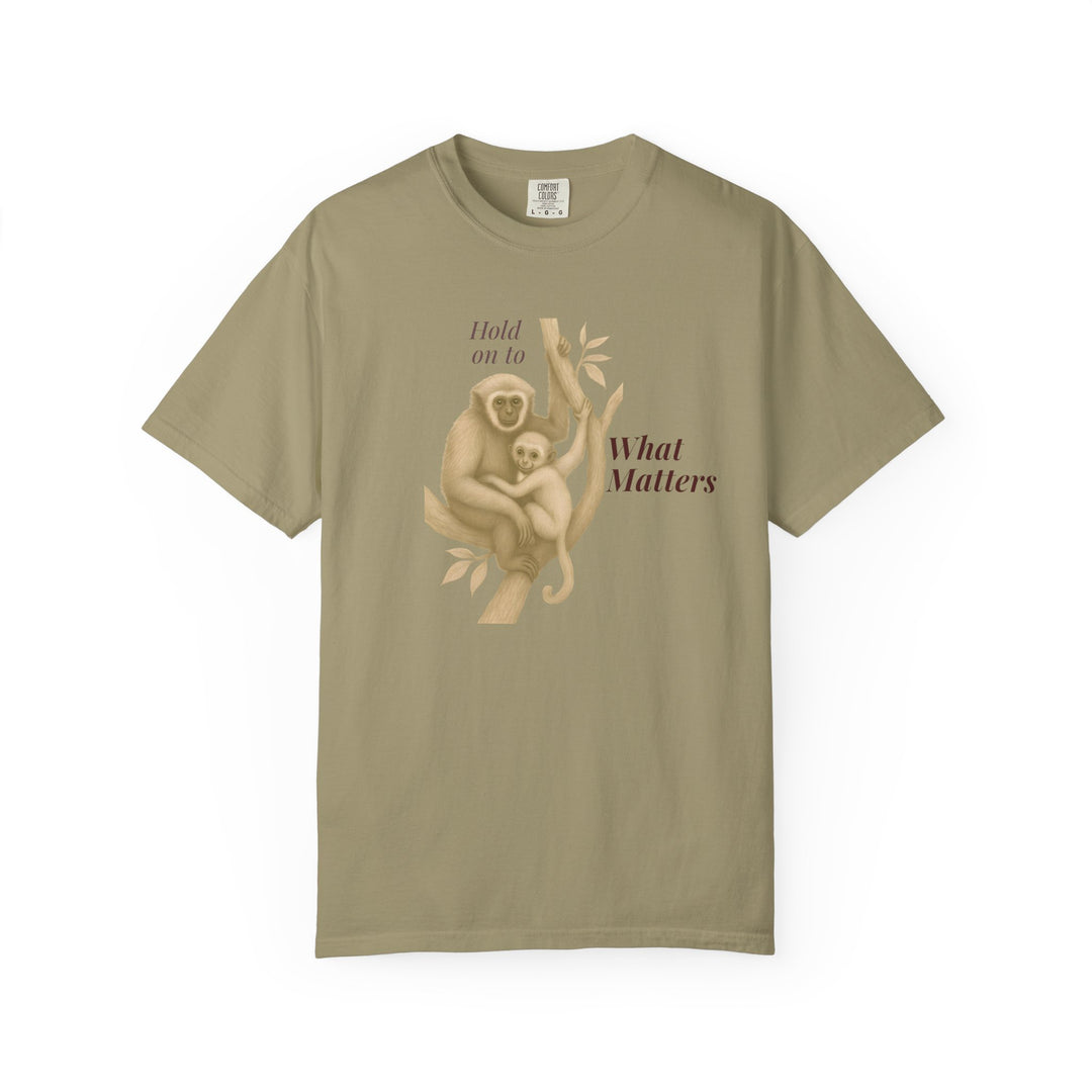 Hold on to What Matters – Gibbon | Connected & Compassionate | Sketch Series by Pure Perspective App | Eco Friendly Graphic Tee