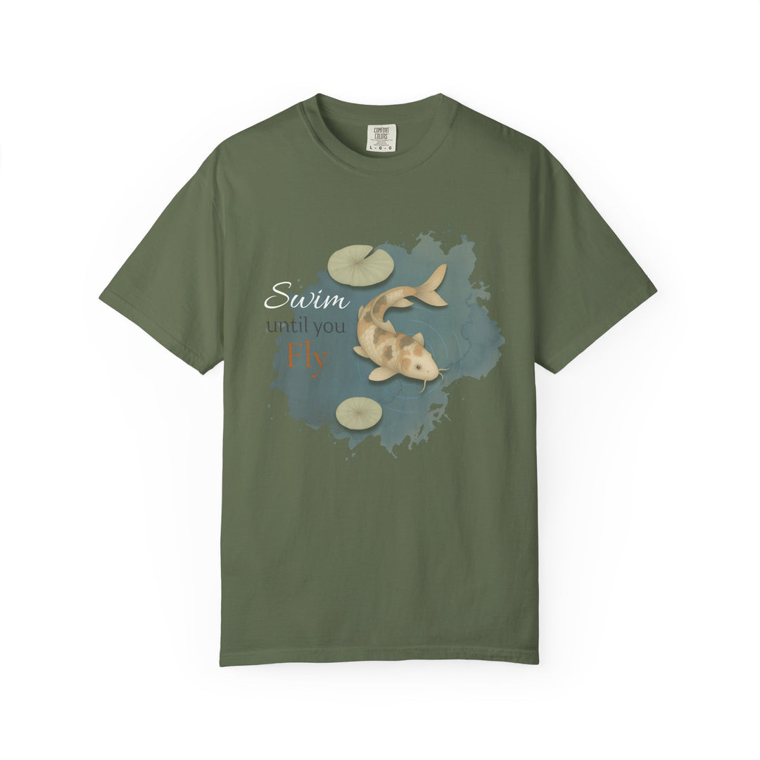 Swim Until You Fly – Koi Fish | Hopeful & Healing | Sketch Series by Pure Perspective App | Eco Friendly Graphic Tee