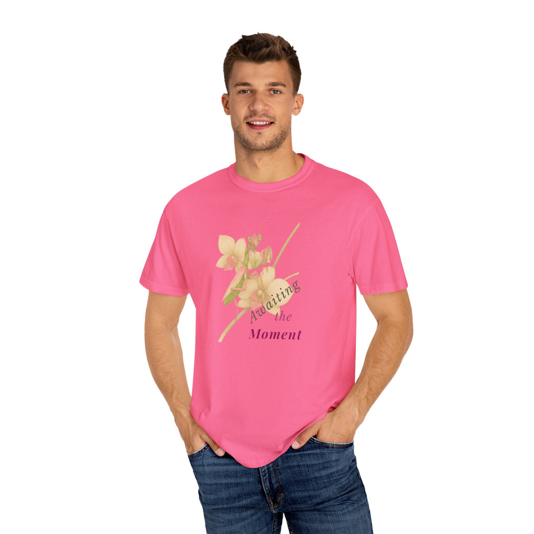 Awaiting the Moment – Orchid Mantis | Reflective & Wise | Sketch Series by Pure Perspective App | Eco Friendly Graphic Tee