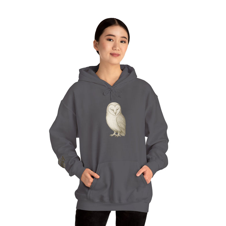 Let Quiet Lead – Barn Owl Edition | Calm & Centered Series | Unisex Heavy Blend™ Hooded Sweatshirt | Eco-Friendly Apparel