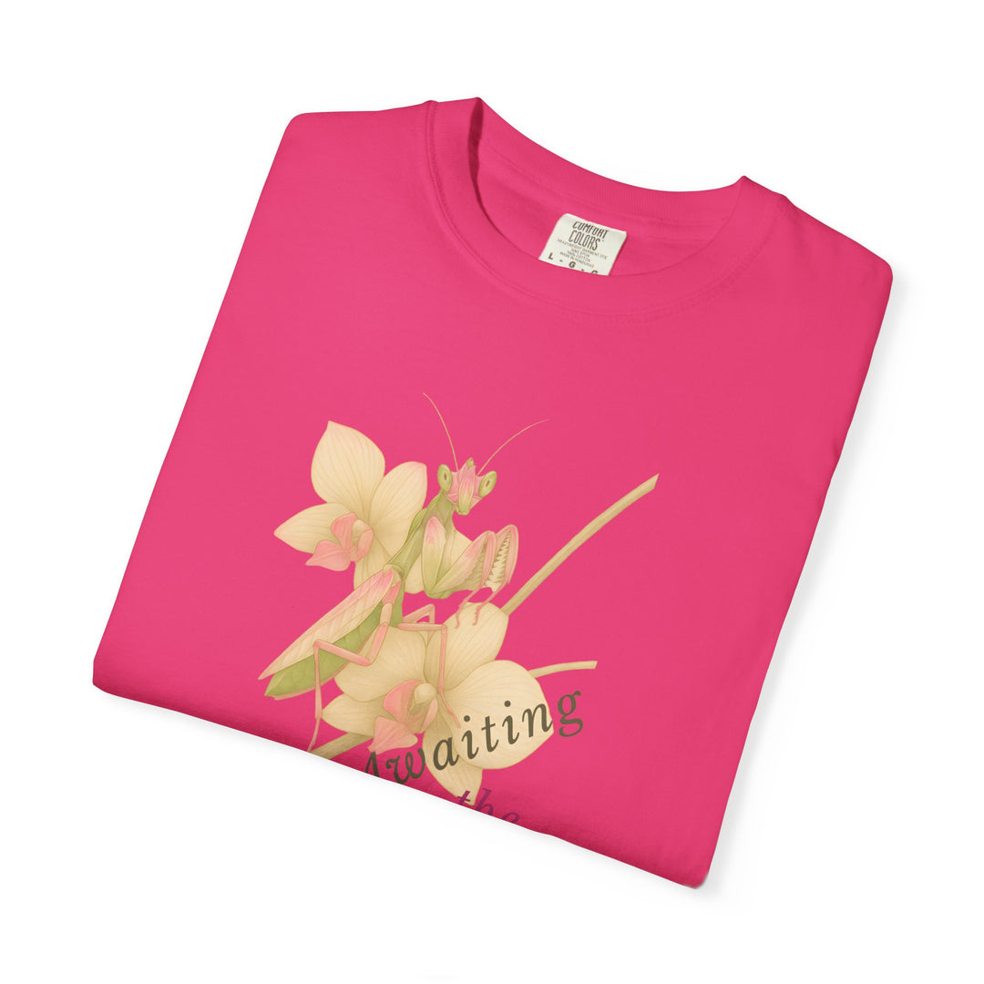Awaiting the Moment – Orchid Mantis | Reflective & Wise | Sketch Series by Pure Perspective App | Eco Friendly Graphic Tee