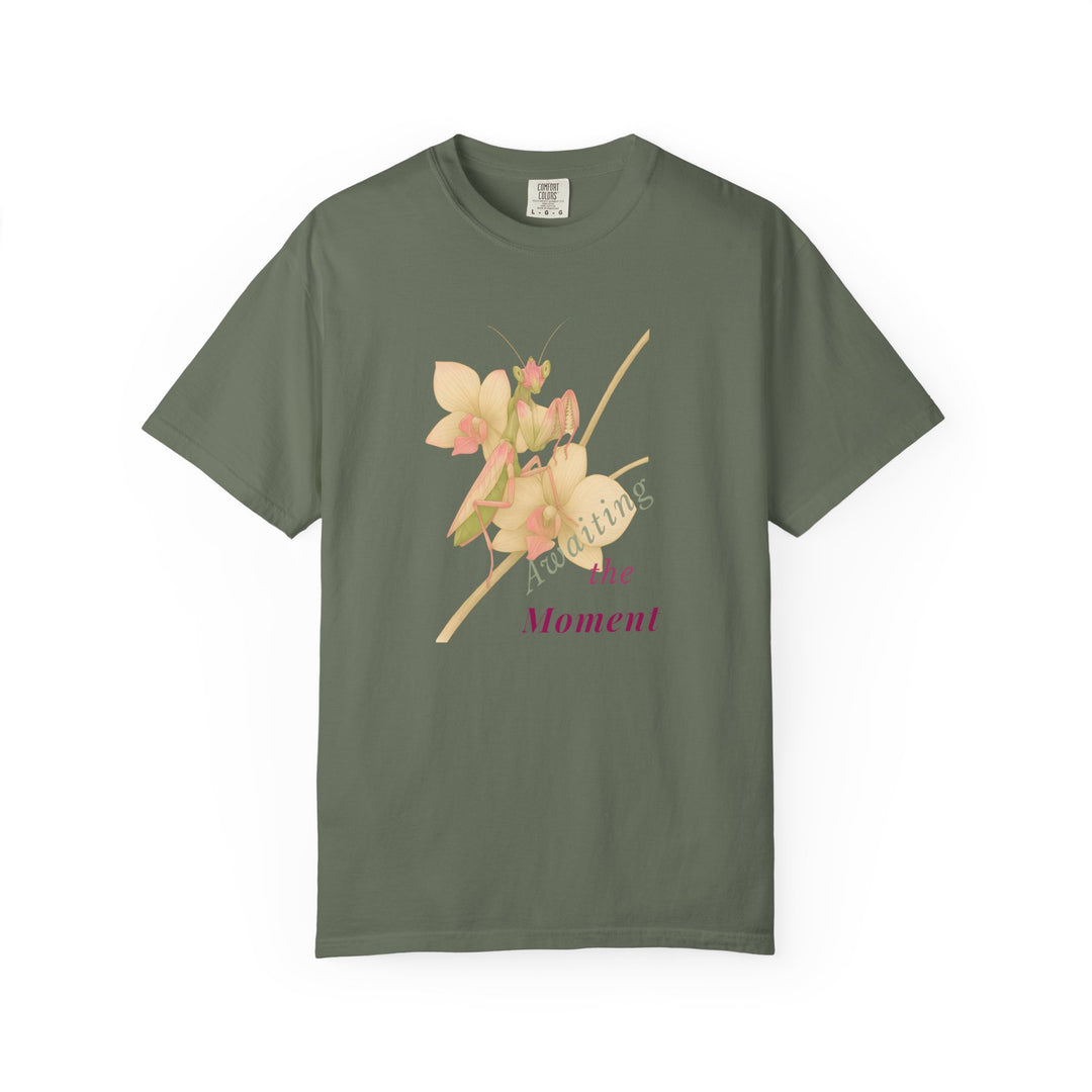 Awaiting the Moment – Orchid Mantis | Reflective & Wise | Sketch Series by Pure Perspective App | Eco Friendly Graphic Tee
