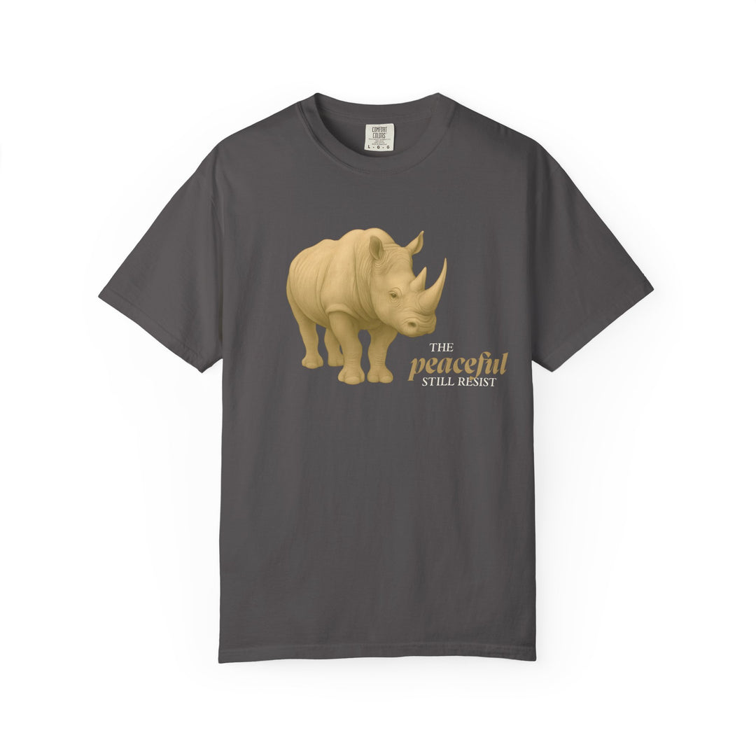 The Peaceful Still Resist – Rhino Edition | Patient & Peaceful | Sketch Series by Pure Perspective | Eco Friendly Graphic Tee