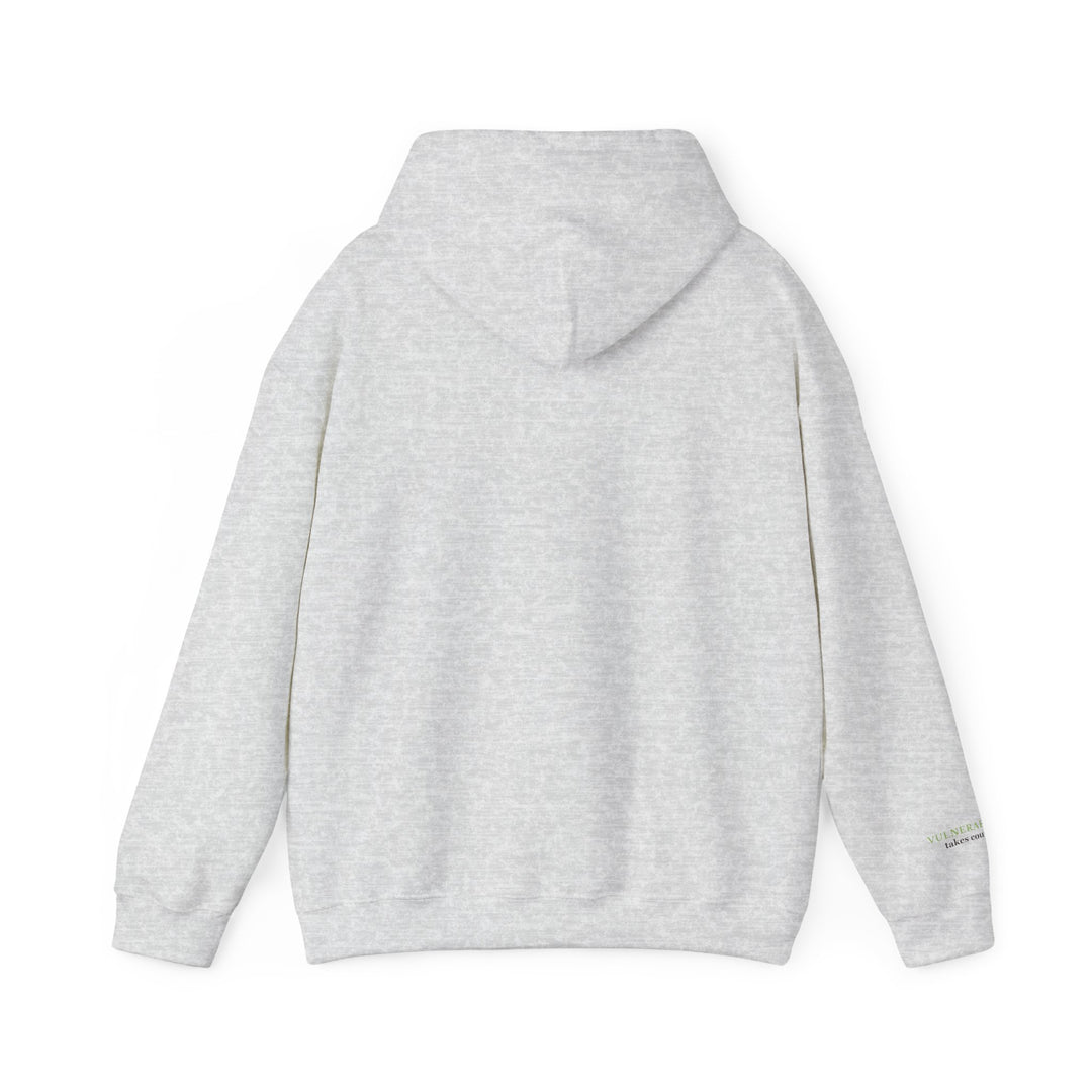 Vulnerability Takes Courage – Glass Frog Butterfly Edition | Hopeful & Healing Series | Unisex Heavy Blend™ Hooded Sweatshirt | Eco-Friendly Apparel