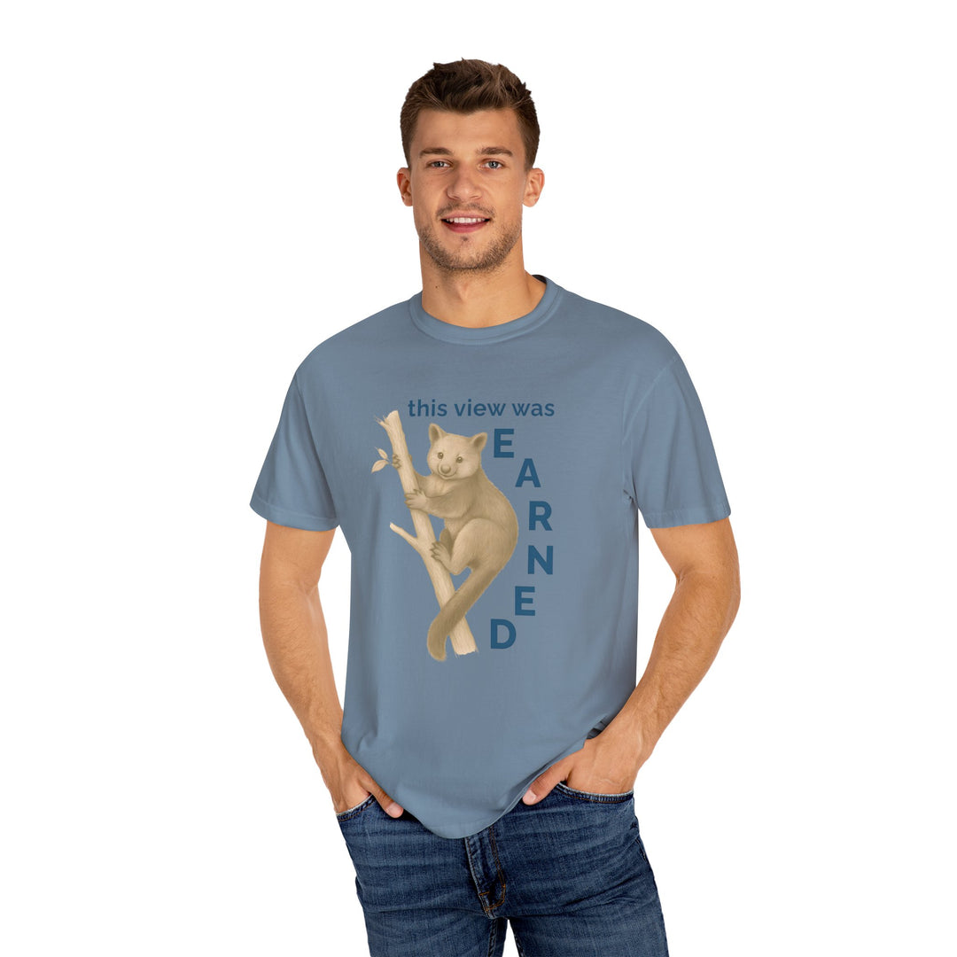 This View Was Earned – Tree Kangaroo | Joyful & Playful | Sketch Series by Pure Perspective | Eco Friendly Graphic Tee