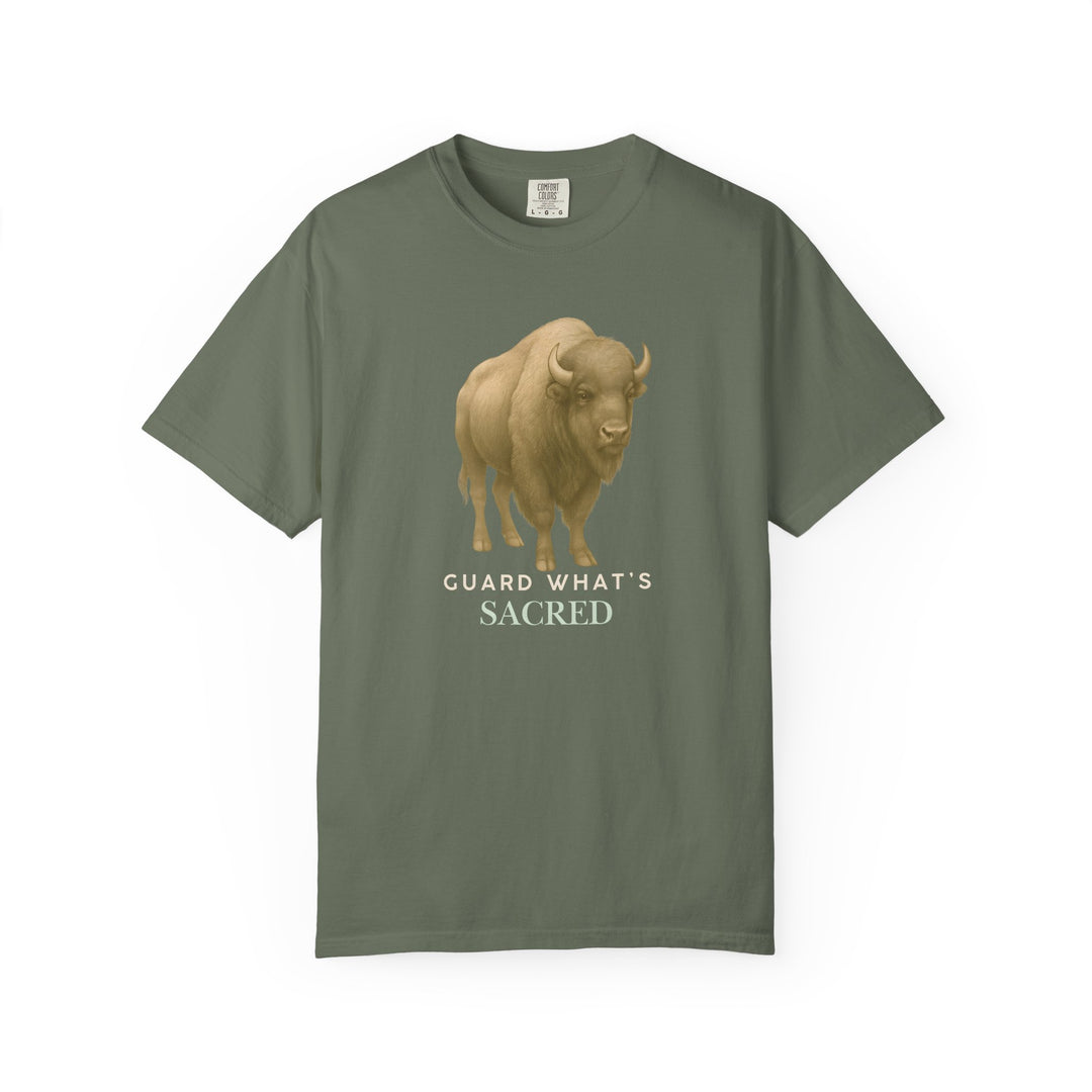 Guard What's Sacred – Bison | Connected & Compassionate | Sketch Series by Pure Perspective App | Eco Friendly Graphic Tee