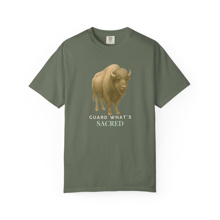 Guard What's Sacred – Bison | Connected & Compassionate | Sketch Series by Pure Perspective App | Eco Friendly Graphic Tee