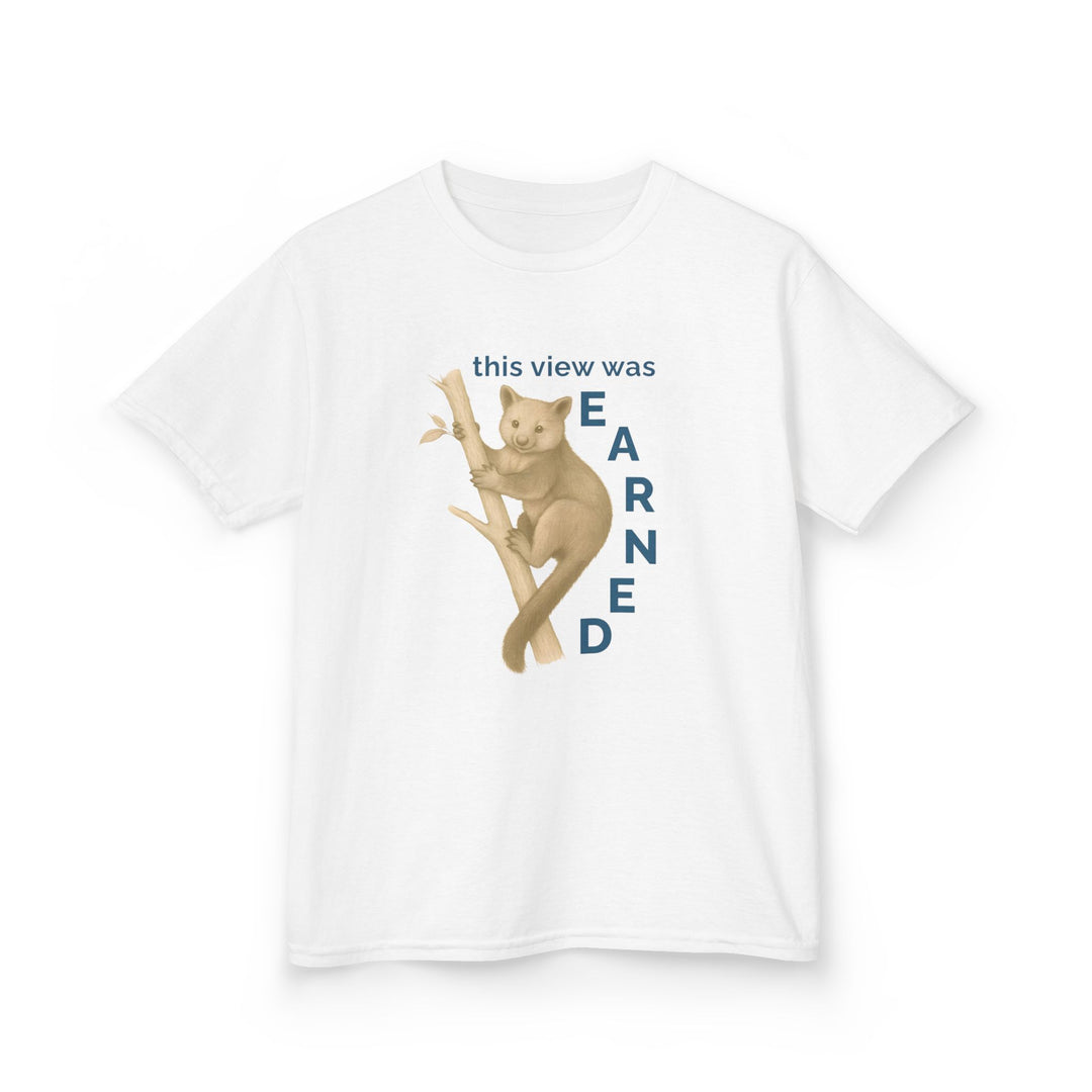 Kids Tree Kangaroo Tee | "This View Was Earned" | Sketch Design | Eco-Conscious | Joyful & Playful