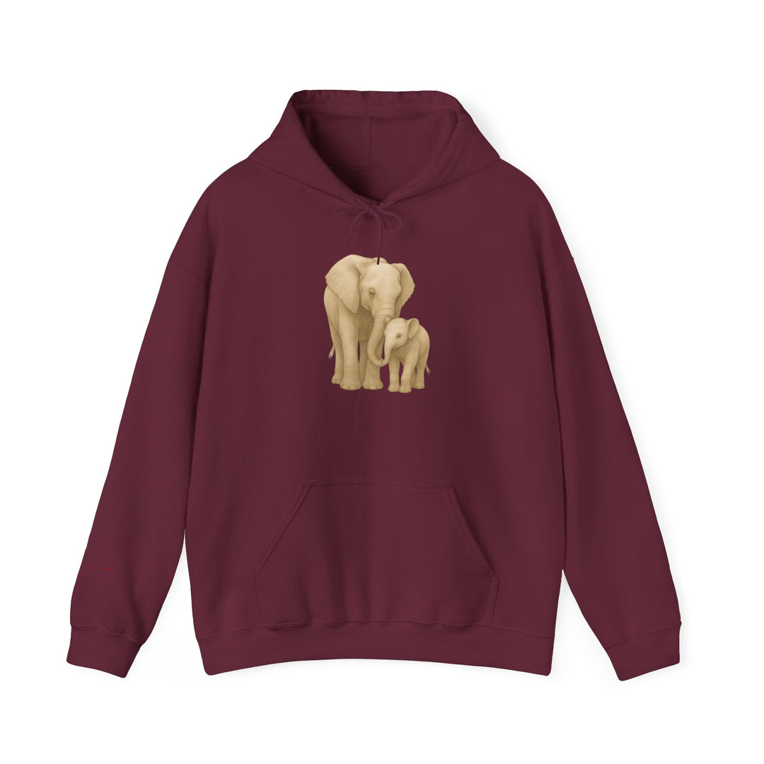 Love – Elephant Mother and Calf Edition | Connected & Compassionate Series | Unisex Heavy Blend™ Hooded Sweatshirt | Eco-Friendly Apparel