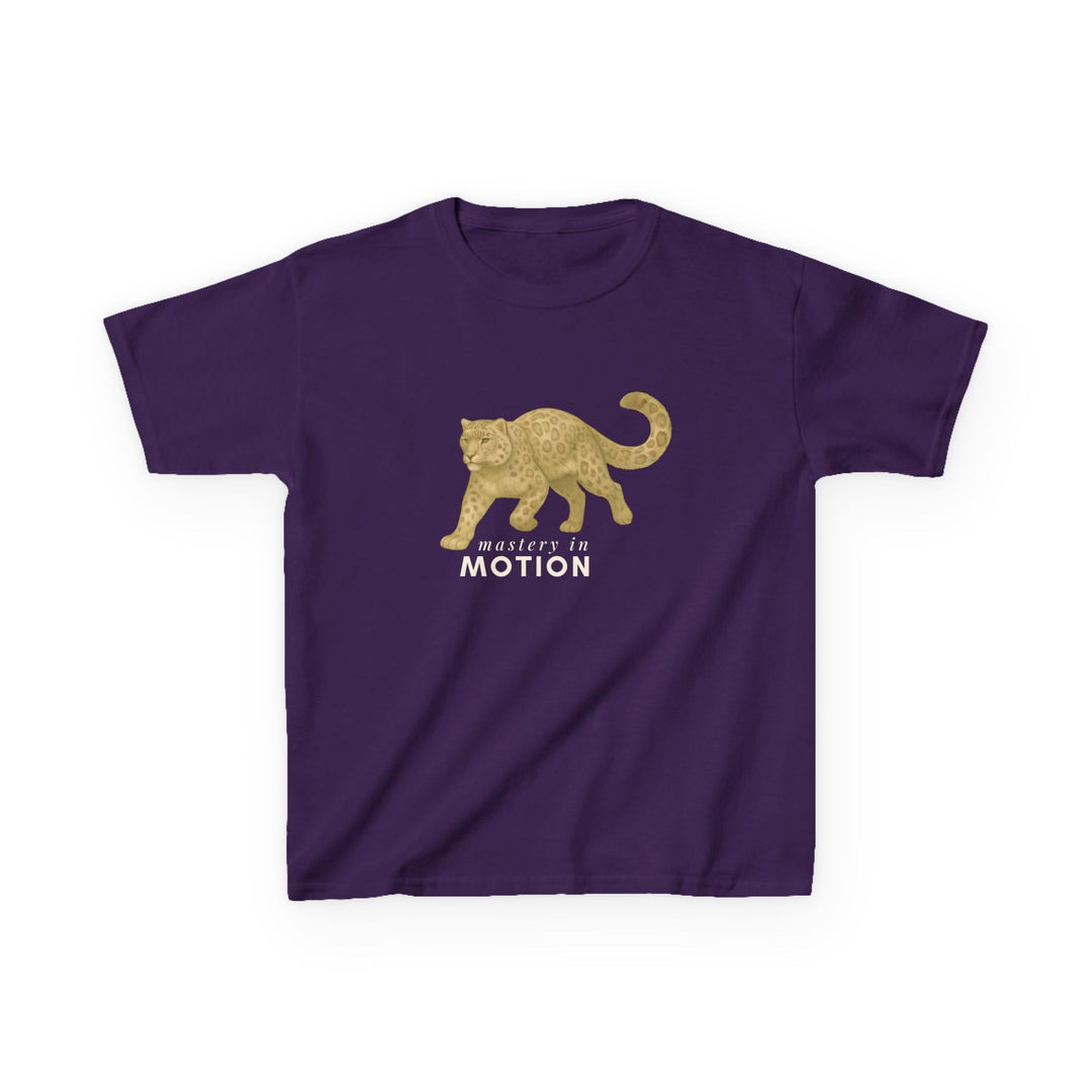 Kids Snow Leopard Tee | Mastery In Motion says "Practice Makes You Great" | Sketch Design | Eco-Conscious | Patient & Peaceful