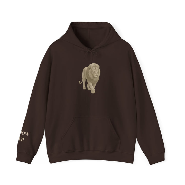 Show Up – Lion | Empowered & Bold Series | Unisex Heavy Blend™ Hooded Sweatshirt | Eco-Friendly Apparel