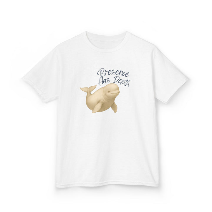 Kids Beluga Whale Tee | "Be Present" | Sketch Design | Eco-Conscious | Grounded & Gentle