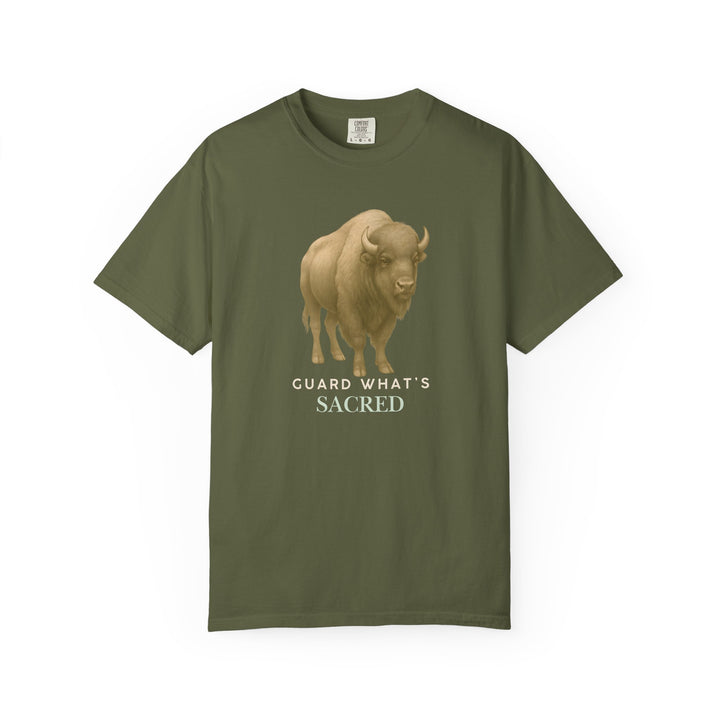 Guard What's Sacred – Bison | Connected & Compassionate | Sketch Series by Pure Perspective App | Eco Friendly Graphic Tee