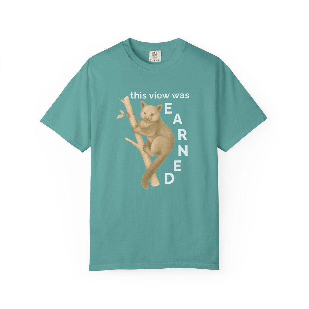 This View Was Earned – Tree Kangaroo | Joyful & Playful | Sketch Series by Pure Perspective | Eco Friendly Graphic Tee