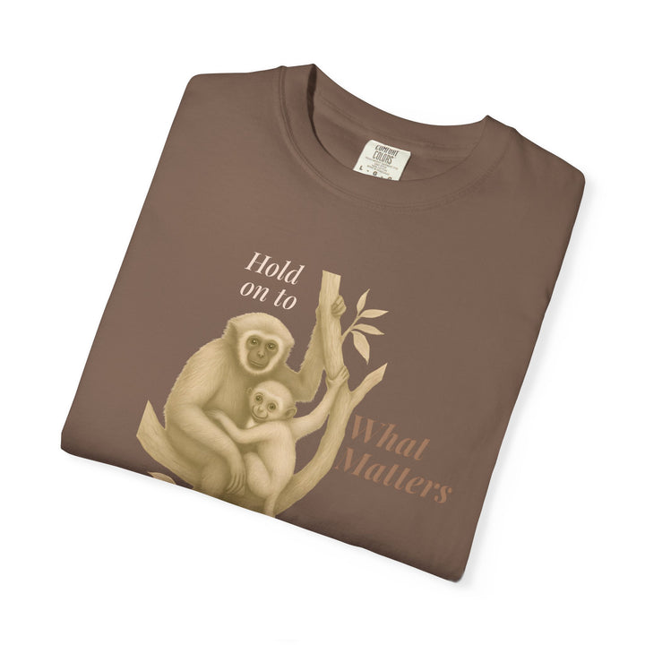 Hold on to What Matters – Gibbon | Connected & Compassionate | Sketch Series by Pure Perspective App | Eco Friendly Graphic Tee