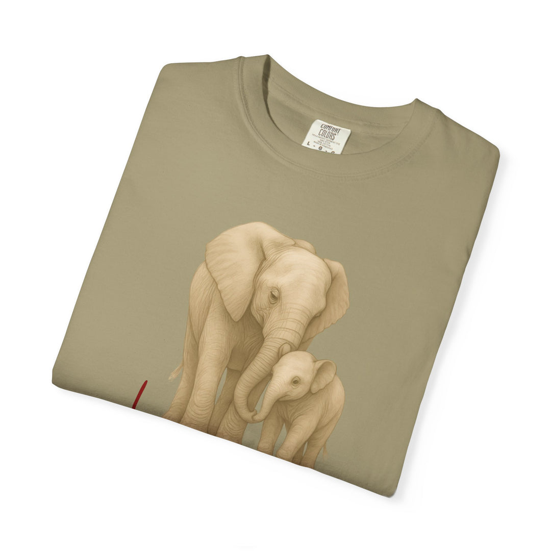 The Legacy of Love – Elephant Mom and Baby | Connected & Compassionate | Sketch Series by Pure Perspective App | Eco Friendly Graphic Tee