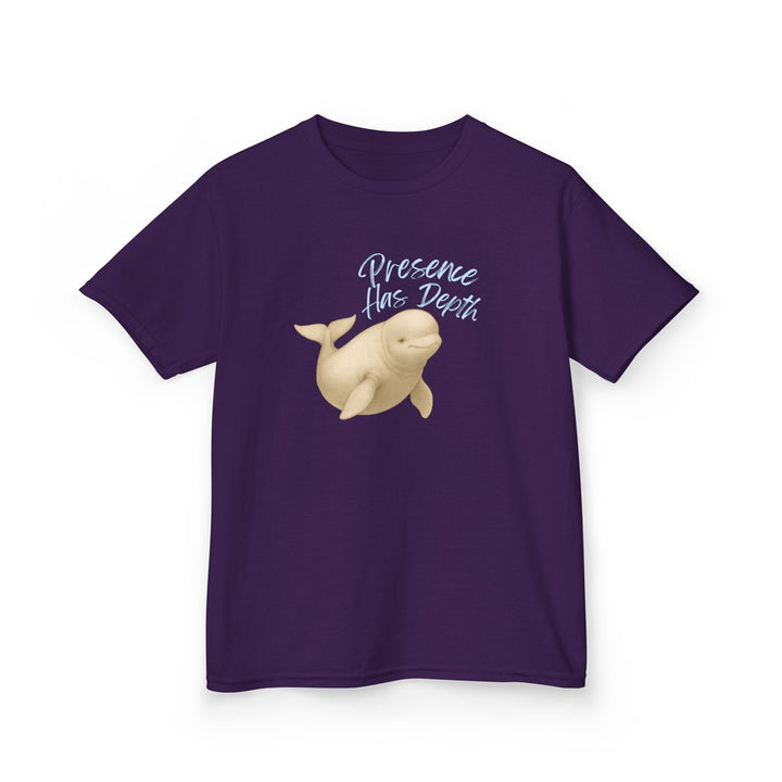 Kids Beluga Whale Tee | "Be Present" | Sketch Design | Eco-Conscious | Grounded & Gentle