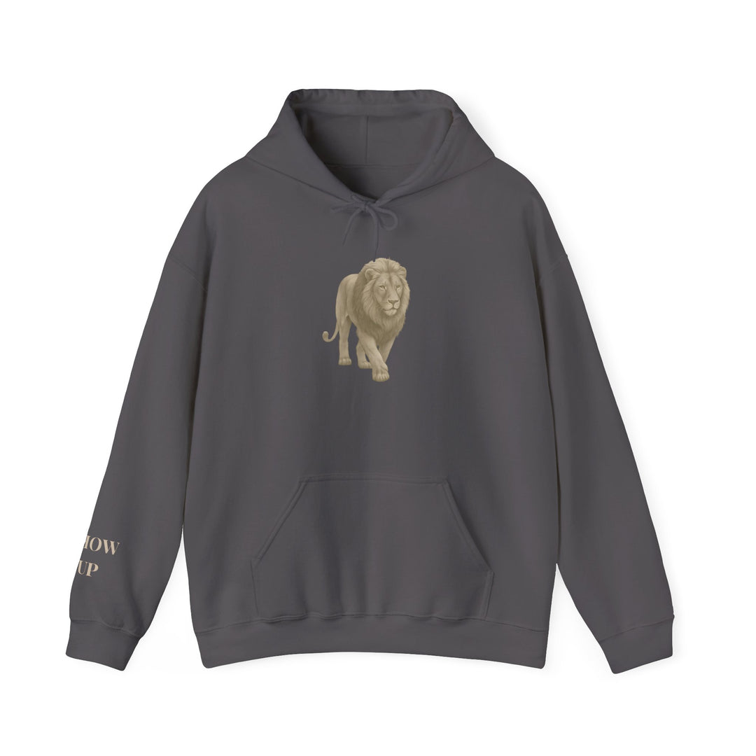 Show Up – Lion | Empowered & Bold Series | Unisex Heavy Blend™ Hooded Sweatshirt | Eco-Friendly Apparel