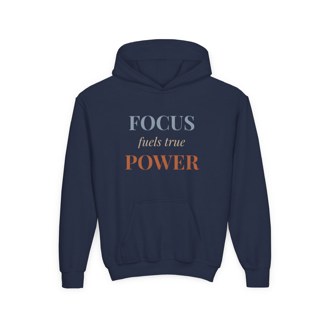 Kids Tiger "Power Through" Heavy Blend Hoodie | Front Text & Back Animal Print | Empowered & Bold | Inspirational Message
