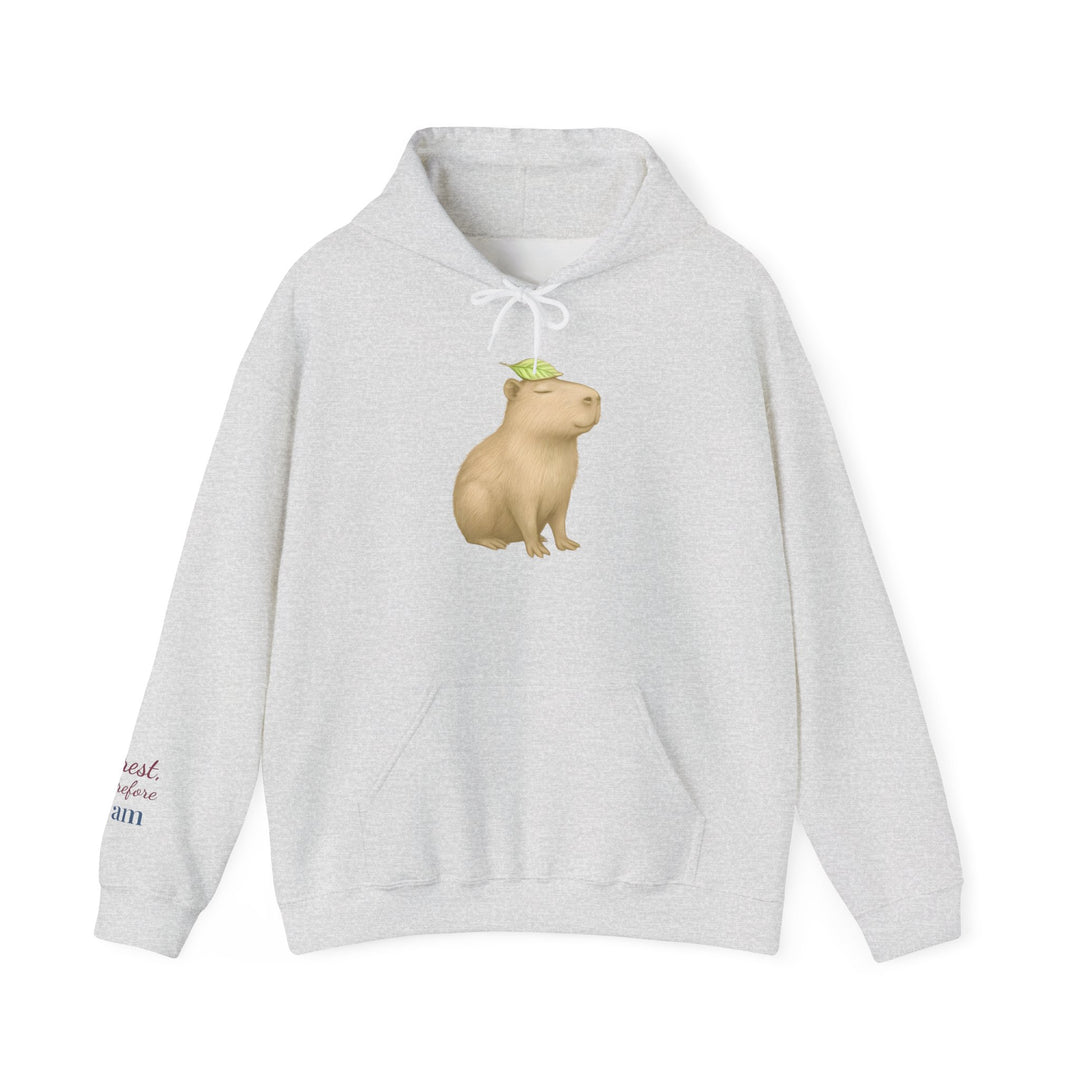 I Rest Therefore I Am – Capybara Edition | Grounded & Gentle Series | Unisex Heavy Blend™ Hooded Sweatshirt | Eco-Friendly Apparel