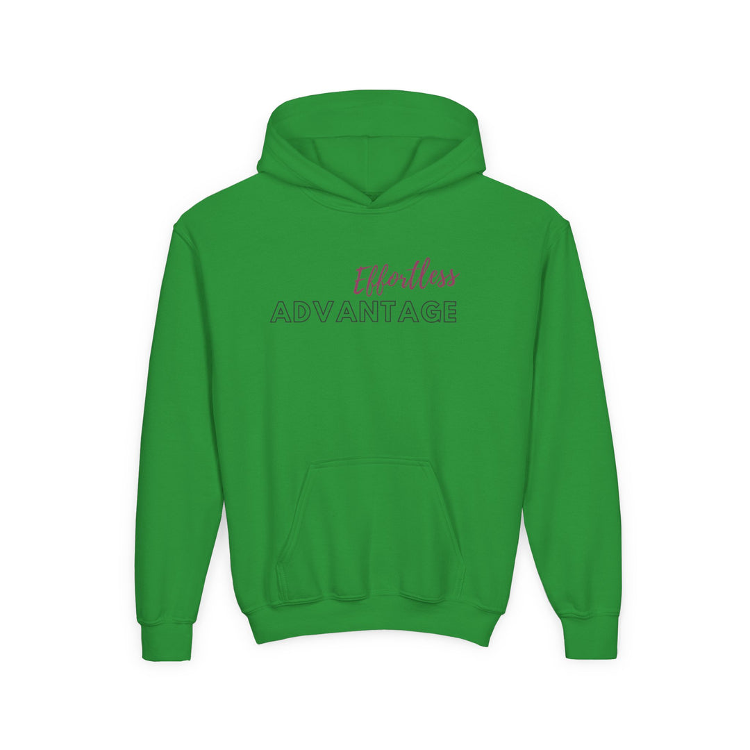 Kids Red Fox "Effortless Advantage" Heavy Blend Hoodie | Back Print Design | Joyful & Playful | Inspirational Message