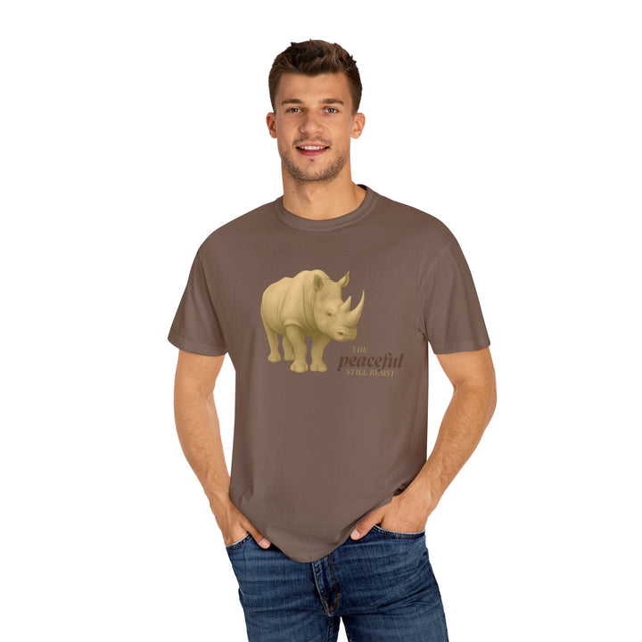 The Peaceful Still Resist – Rhino Edition | Patient & Peaceful | Sketch Series by Pure Perspective | Eco Friendly Graphic Tee