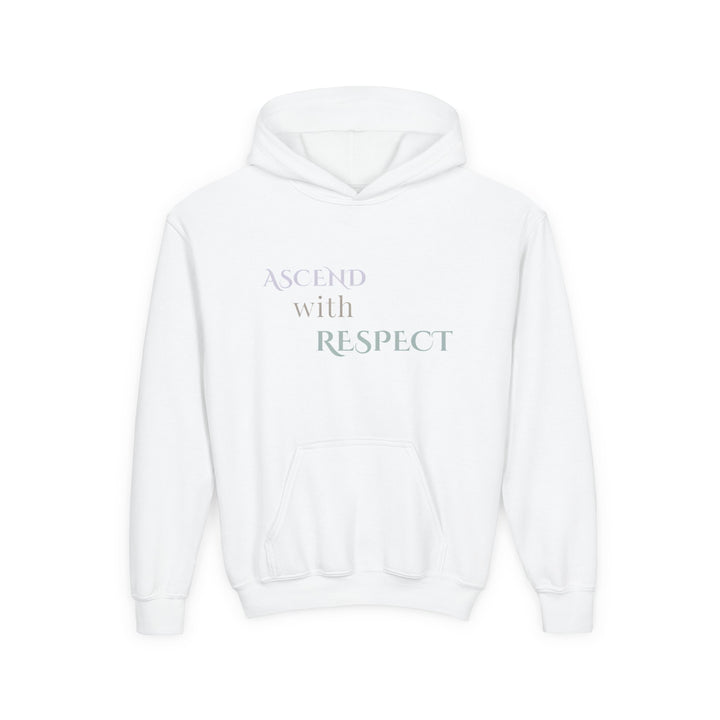 Kids Harpy Eagle "Ascend with Respect" Heavy Blend Hoodie | Front Text & Back Animal Print | Empowered & Bold | Inspirational Message