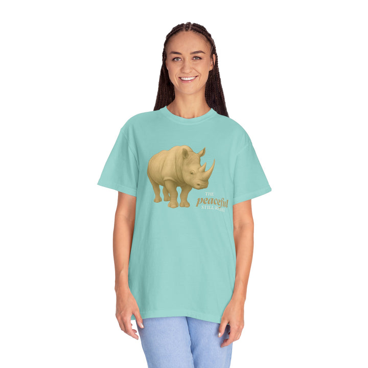 The Peaceful Still Resist – Rhino Edition | Patient & Peaceful | Sketch Series by Pure Perspective | Eco Friendly Graphic Tee