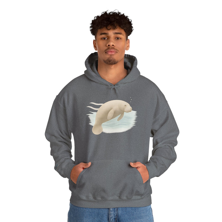 Flow without Force – Manatee | Calm & Centered Series | Unisex Heavy Blend™ Hooded Sweatshirt | Eco-Friendly Apparel