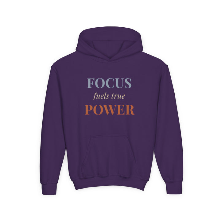 Kids Tiger "Power Through" Heavy Blend Hoodie | Front Text & Back Animal Print | Empowered & Bold | Inspirational Message