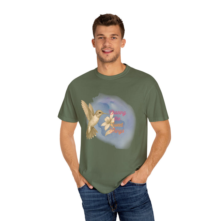 Chasing the Sweet Things – Hummingbird | Hopeful & Healing | Sketch Series by Pure Perspective | Eco Friendly Graphic Tee
