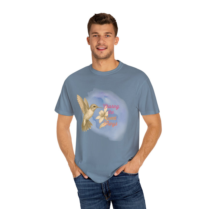 Chasing the Sweet Things – Hummingbird | Hopeful & Healing | Sketch Series by Pure Perspective | Eco Friendly Graphic Tee
