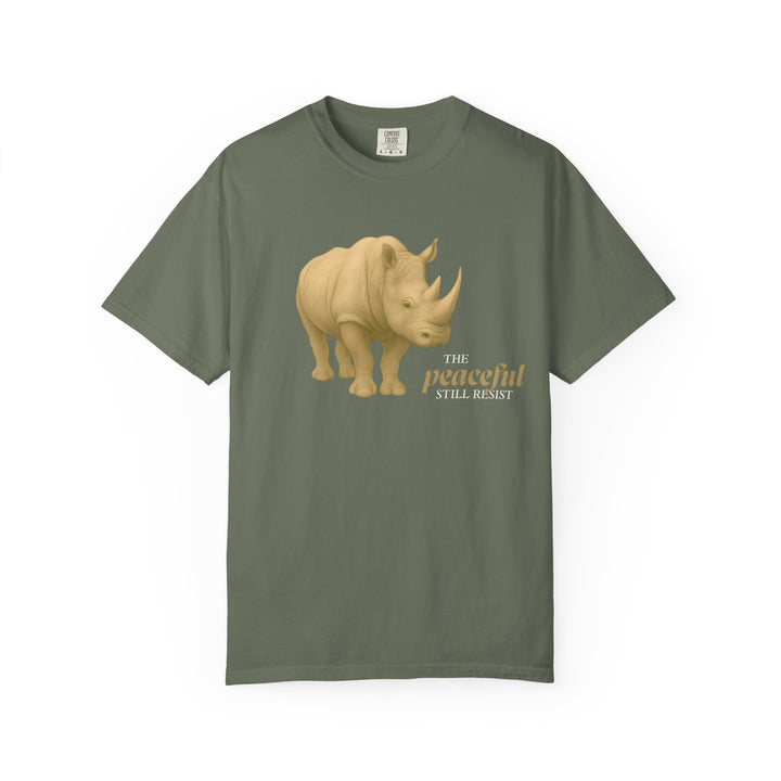 The Peaceful Still Resist – Rhino Edition | Patient & Peaceful | Sketch Series by Pure Perspective | Eco Friendly Graphic Tee
