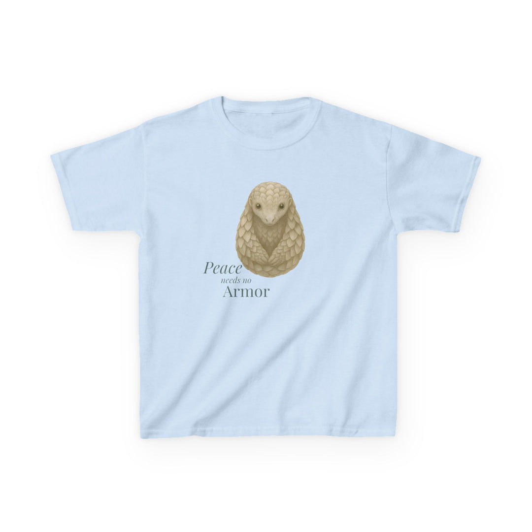 Kids Pangolin Tee | "Peace Needs No Armor" | Sketch Design | Eco-Conscious | Calm & Centered