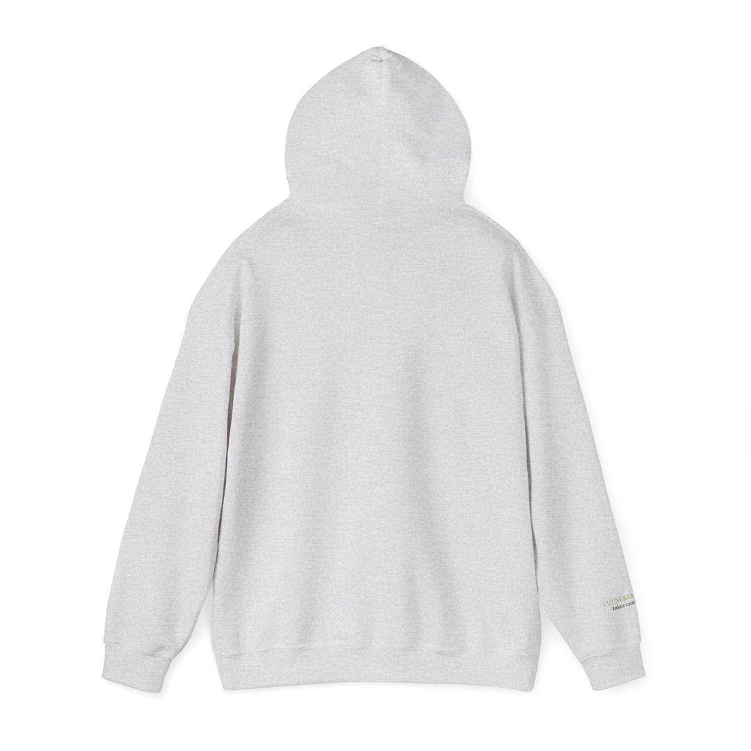 Vulnerability Takes Courage – Glass Frog Butterfly Edition | Hopeful & Healing Series | Unisex Heavy Blend™ Hooded Sweatshirt | Eco-Friendly Apparel