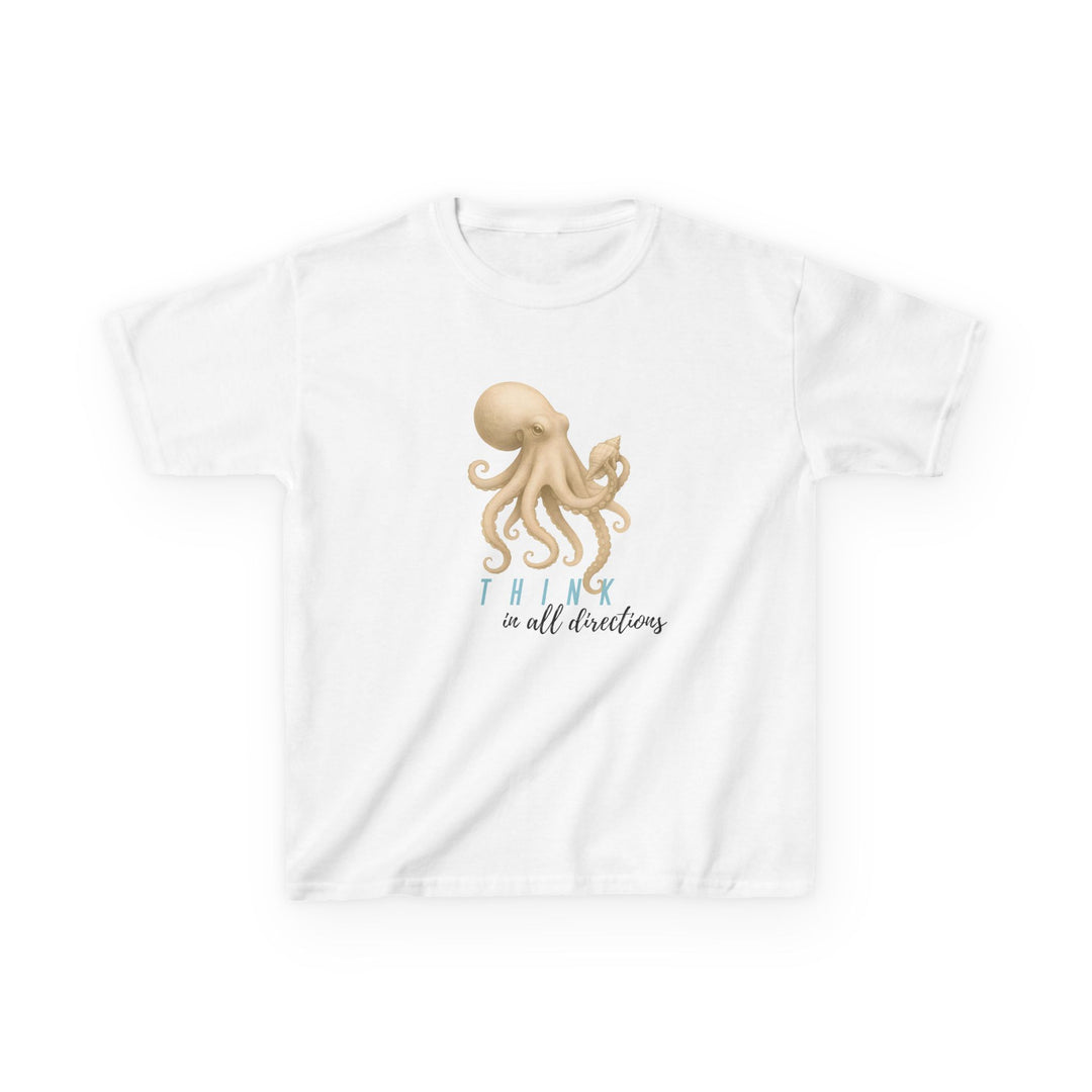Kids Octopus Tee | "Think in All Directions" | Sketch Design | Eco-Conscious | Reflective & Wise