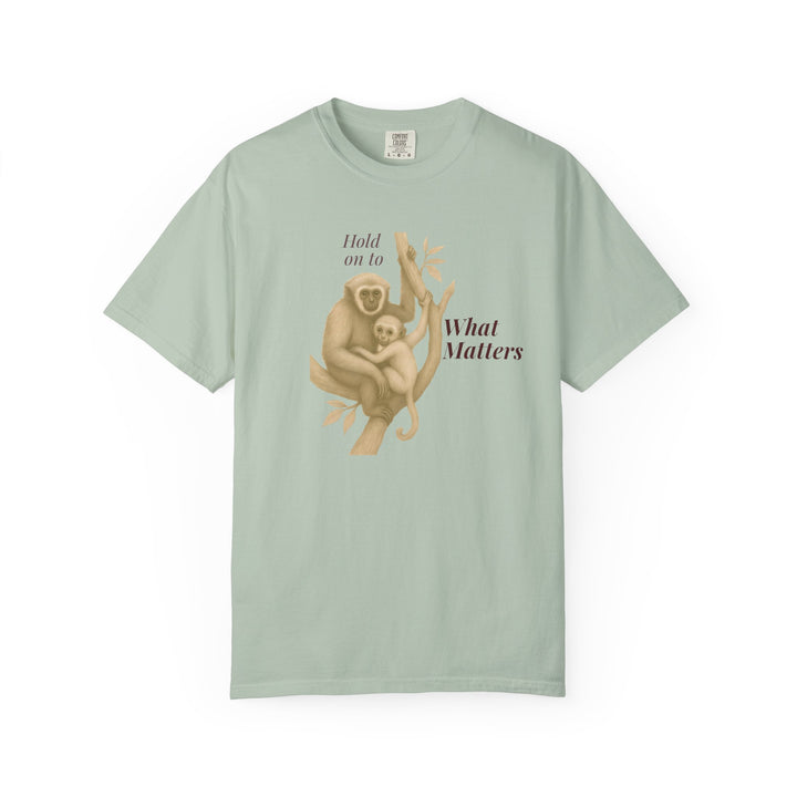 Hold on to What Matters – Gibbon | Connected & Compassionate | Sketch Series by Pure Perspective App | Eco Friendly Graphic Tee