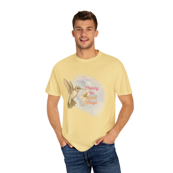 Chasing the Sweet Things – Hummingbird | Hopeful & Healing | Sketch Series by Pure Perspective | Eco Friendly Graphic Tee