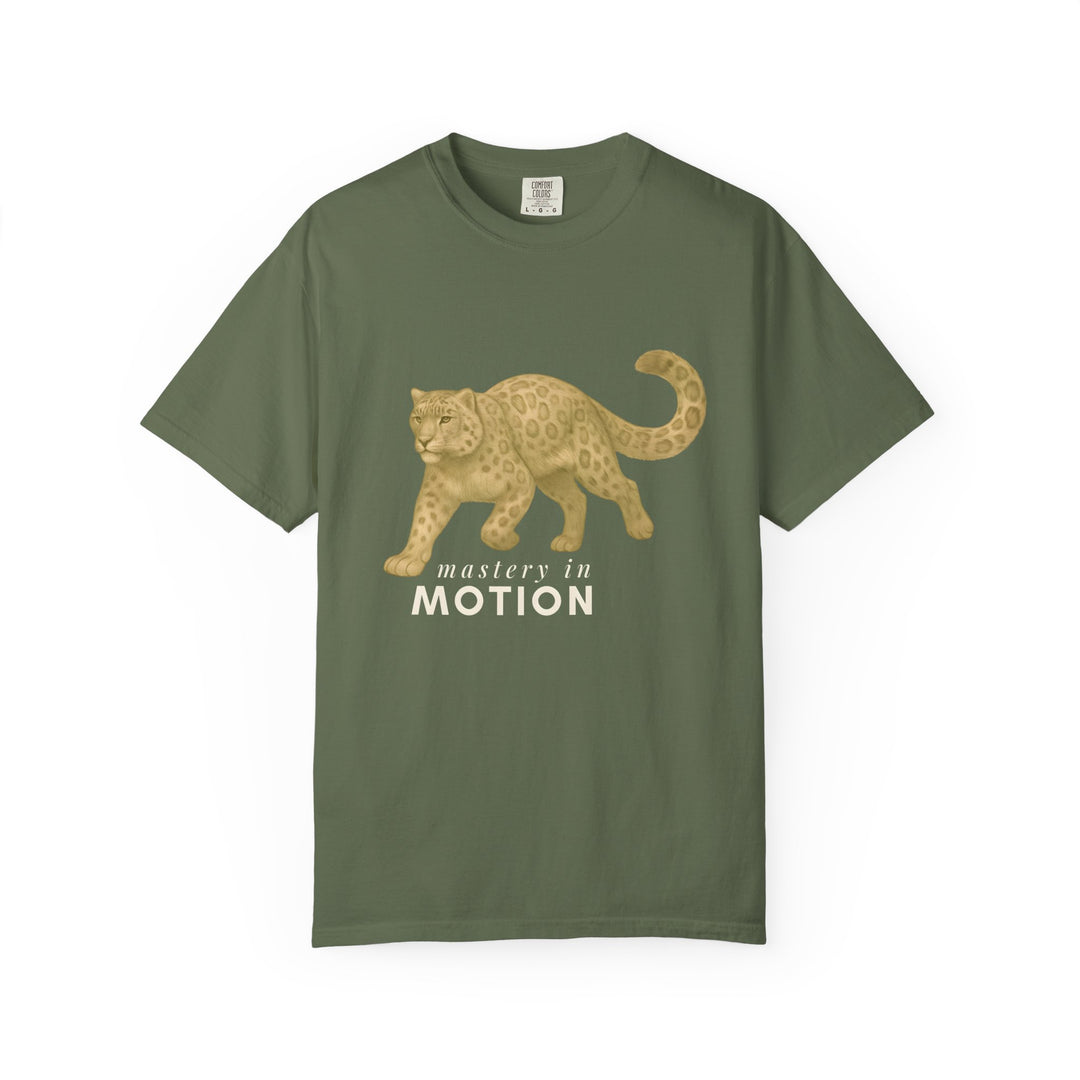 Master In Motion – Snow Leopard | Patience & Peaceful | Sketch Series by Pure Perspective App | Eco Friendly Graphic Tee