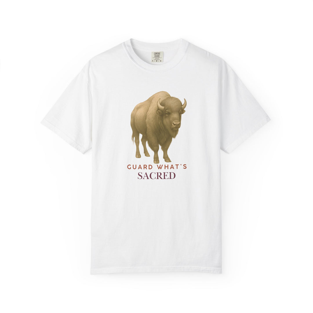 Guard What's Sacred – Bison | Connected & Compassionate | Sketch Series by Pure Perspective App | Eco Friendly Graphic Tee