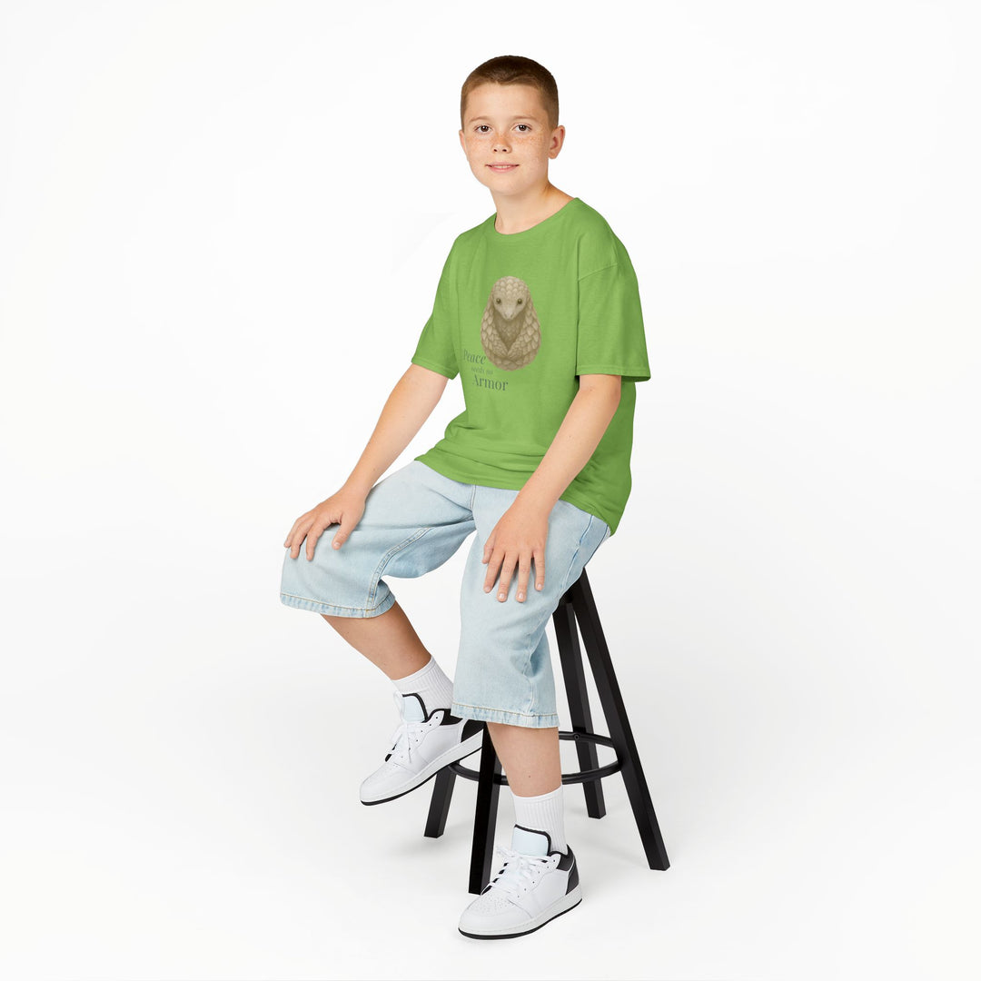 Kids Pangolin Tee | "Peace Needs No Armor" | Sketch Design | Eco-Conscious | Calm & Centered
