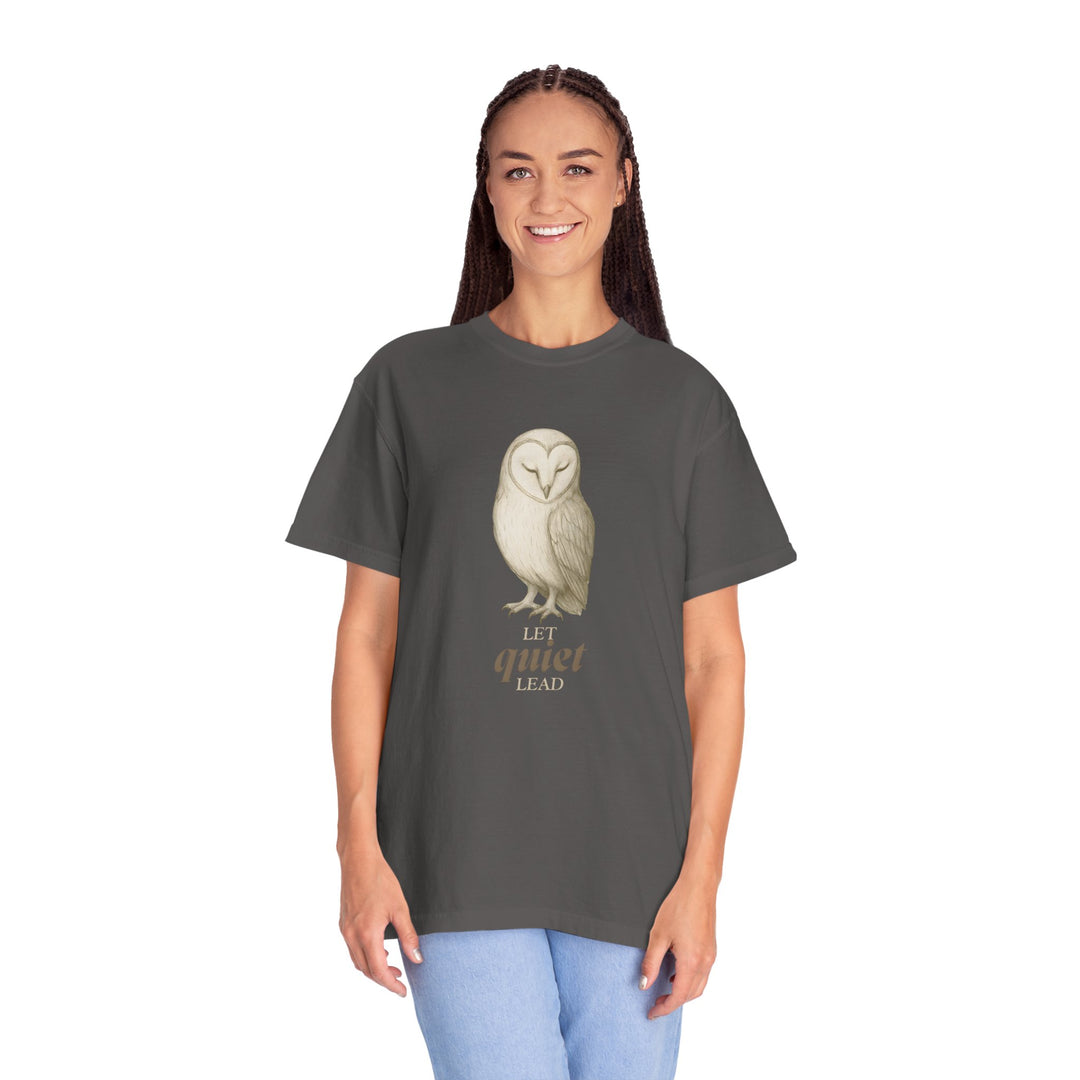 Let Quiet Lead – Owl | Calm & Centered | Sketch Series by Pure Perspective | Eco Friendly Graphic Tee