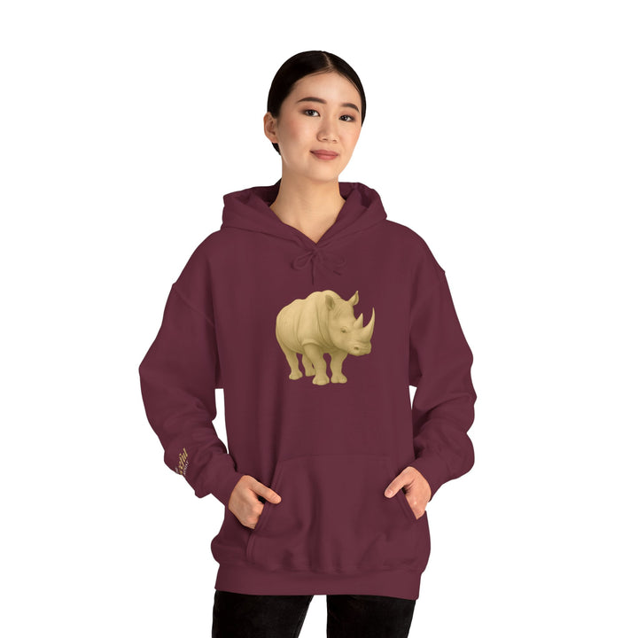 The Peaceful Still Resist – Rhino Edition | Patient & Peaceful Series | Unisex Heavy Blend™ Hooded Sweatshirt | Eco-Friendly Apparel