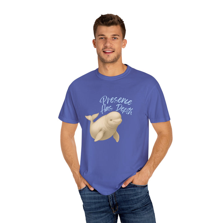 Presence Has Depth – Beluga Whale | Grounded & Gentle | Sketch Series by Pure Perspective | Eco Friendly Graphic Tee